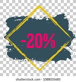 Modern minimalist sales banner.Marketing tag for promotion, commercial campaign.Isolated vector of modern illustration of stickers. Grunge painful background 