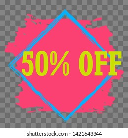 Modern minimalist sales banner.Marketing tag for promotion, commercial campaign.Isolated vector of modern illustration of stickers. Grunge painful background