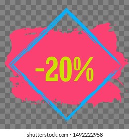 Modern minimalist sales banner.Marketing tag for promotion, commercial campaign.Isolated vector of modern illustration of stickers. Grunge painful background