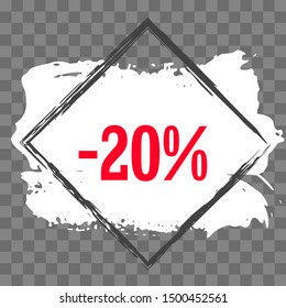 Modern minimalist sales banner.Marketing tag for promotion, commercial campaign.Isolated vector of modern illustration of stickers. Grunge painful background