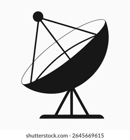 Modern Minimalist Satellite Dish Icon: Communication Technology Line Art Graphic