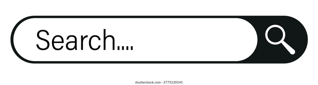 Modern minimalist search bar interface with magnifying glass icon web design element