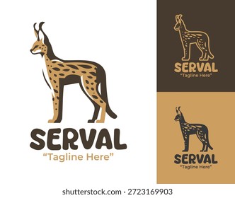 A modern minimalist serval logo built for premium brands inspired by agile African predators.