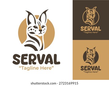 A modern minimalist serval logo designed for brands expressing agility, focus, and wild feline elegance.