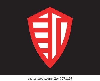 Modern Minimalist Shield Shape Logo Template in Red and White Colors