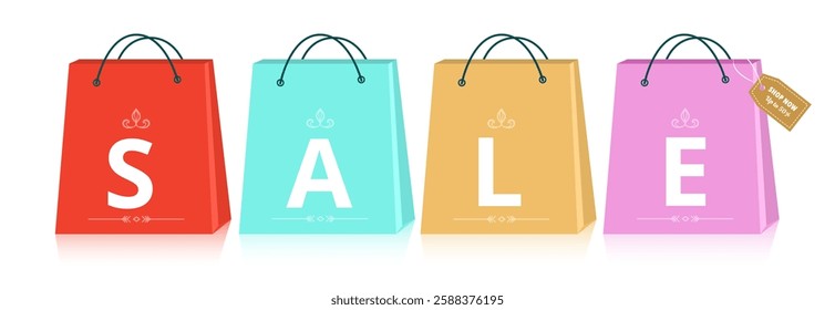 Modern minimalist shopping bag icon symbol. Vector tote bag icon. Sale concept. All layered and grouped.