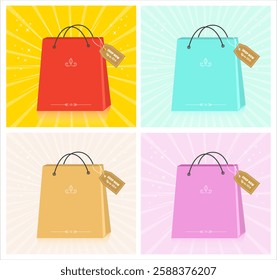 Modern minimalist shopping bag icon symbol. Vector tote bag icon. Sale concept. All layered and grouped.