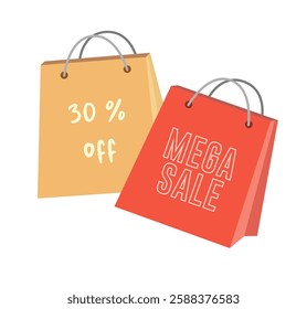 Modern minimalist shopping bag icon symbol. Vector tote bag icon. Sale concept. All layered and grouped.