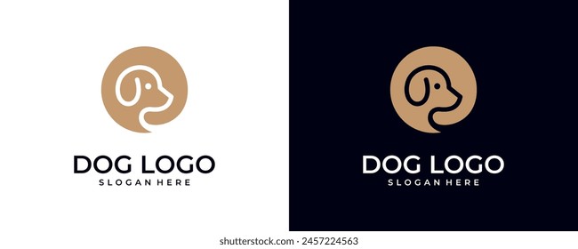 Modern minimalist silhouette dog pet logo icon vector