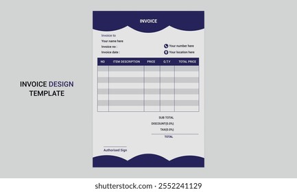 modern minimalist simple creative business invoice design template.