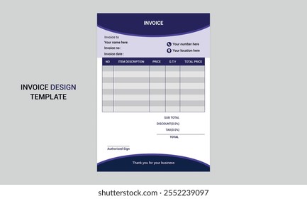 modern minimalist simple creative corporate business invoice design template.