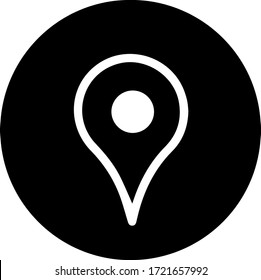 moderno, minimalista, simple ubicación icono vector en círculo negro.