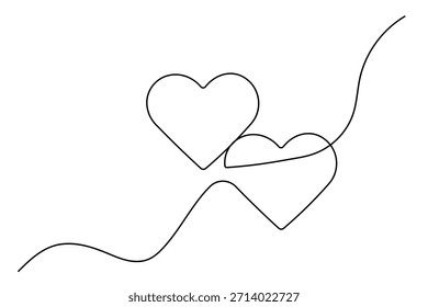 Moderne minimalistische Einzelzeilenzeichnung romantischer Herzsymbole