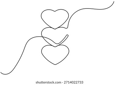 Dibujo minimalista moderno de una sola línea de iconos románticos del corazón