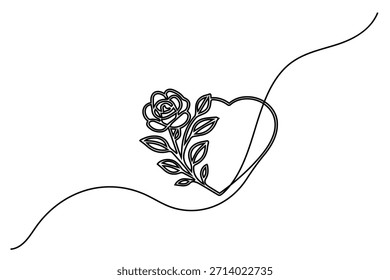 Modern minimalist single line drawing of romantic heart icons