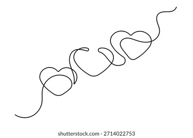 Moderne minimalistische Einzelzeilenzeichnung romantischer Herzsymbole