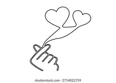 Moderne minimalistische Einzelzeilenzeichnung romantischer Herzsymbole