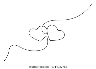 Moderne minimalistische Einzelzeilenzeichnung romantischer Herzsymbole