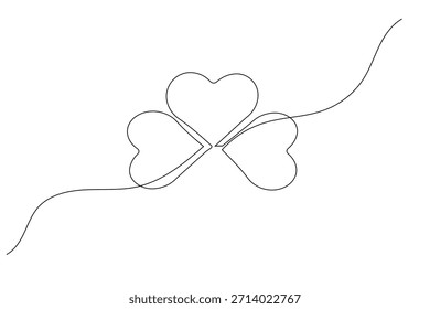 Modern minimalist single line drawing of romantic heart icons