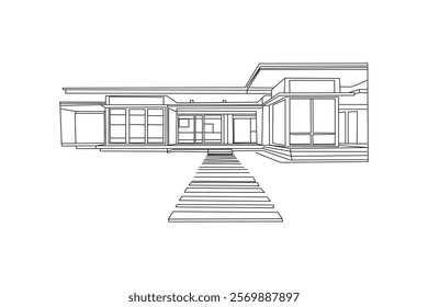 Modern Minimalist Single-Line House Drawing housing market branding vector illustration