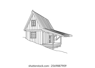 Modern Minimalist Single-Line House Drawing housing market branding vector illustration