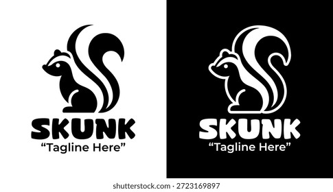 Ein modernes, minimalistisches Skunk-Logo, das für Marken entwickelt wurde, die mutigen Charakter und wilde Persönlichkeit ausdrücken.