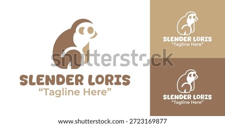 A modern minimalist slender loris logo built for premium brands inspired by rare nocturnal primates.