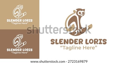 A modern minimalist slender loris logo crafted for clean brands inspired by rare primate elegance.