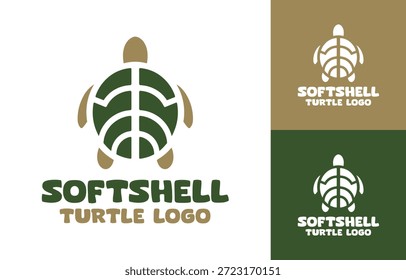 Ein modernes minimalistisches Softshell-Schildkröten-Logo für Natur-, Naturschutz- und aquatische Branding-Systeme.