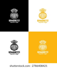 A modern minimalist spaghetti squash icon in yellow tones crafted for eco branding, vegetable identity, and healthy logo applications
