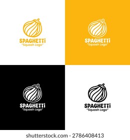 A modern minimalist spaghetti squash logo in yellow colors developed for natural branding, healthy identity, and fresh food logo use