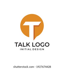 modern minimalist speech bubble logo design with letter T.