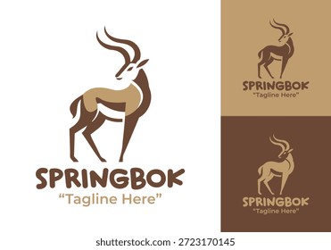Um logotipo moderno minimalista springbok construído para marcas premium inspiradas na graça e velocidade do antílope.