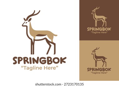 Ein modernes, minimalistisches Sprungbok-Logo für eine saubere Markendarstellung, das auf Ausdauer und natürliches Gleichgewicht ausgerichtet ist.