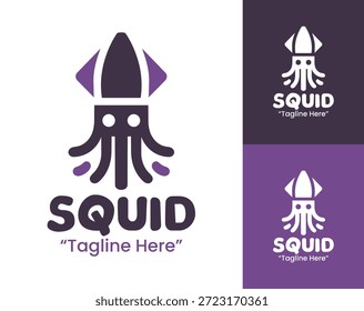 A modern minimalist squid logo built for premium brands inspired by ocean depth and strength.