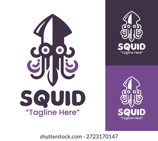 A modern minimalist squid logo designed for brands inspired by intelligence and deep sea marine life.