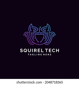 Modern minimalist squirel tech logo design