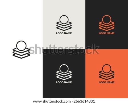 Modern Minimalist Stacked Circles and Papers Logo