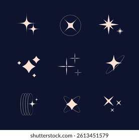Modern minimalist stars elements in trendy retro style. Y2k aesthetic design.