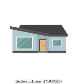 Modern minimalist studio or workspace with large glass window and dark grey roof.