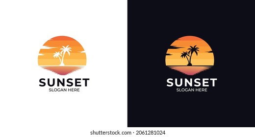 conjunto de logotipos modernos y minimalistas para la puesta de sol