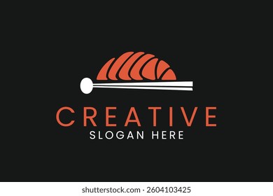 Modern minimalist sushi logo design perfect for restaurants and food businesses. Clean and elegant
