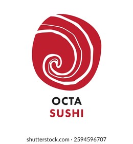 Modern and minimalist sushi shop logo with a stylized octopus tentacle design. Perfect for Japanese restaurants, seafood brands, food packaging, and sushi bar branding. Clean and professional vector l