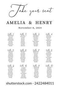 Modern Minimalist Take your seat Wedding Sitting Chart