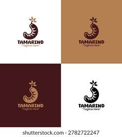 A modern minimalist tamarind logo featuring caramel brown and dark brown flat fruit visuals designed for healthy branding and fresh business identity use