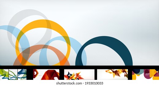 Modern minimalist techno abstract backgrounds. Set of geometric style wallpapers