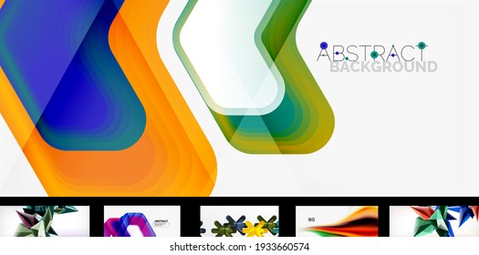Modernos fondos abstractos de estilo tecno minimalista. Conjunto de fondos de pantalla de estilo geométrico