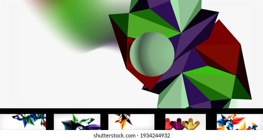 Modern minimalist techno abstract backgrounds. Set of geometric style wallpapers