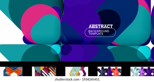 Modern minimalist techno abstract backgrounds. Set of geometric style wallpapers
