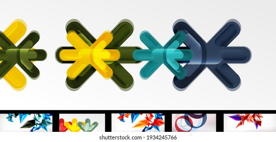 Modern minimalist techno abstract backgrounds. Set of geometric style wallpapers